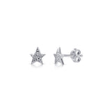 Hammered Star Stud Earrings in Silver