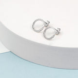 Hammered Circle Stud Earrings in Silver
