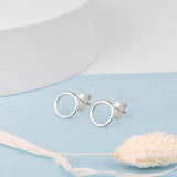 Open Circle Stud Earrings in Silver
