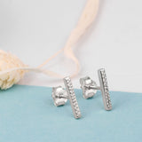 Hammered Bar Stud Earrings in Silver