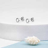 Hexagon Stud Earrings in Silver