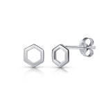 Hexagon Stud Earrings in Silver