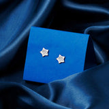 Diamond Star Stud Earrings in Sterling Silver