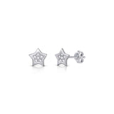 Diamond Star Stud Earrings in Silver