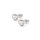 8 mm Pearl Stud Earrings in Silver