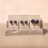 7 mm Dark Pearl Stud Earrings in Silver