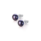 7 mm Dark Pearl Stud Earrings in Silver