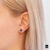 Dark Blue Stud Earrings in Silver