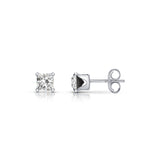 Crystal Square Stud Earrings in Silver