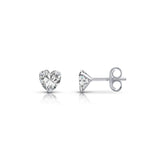 Crystal Heart Stud Earrings in Silver
