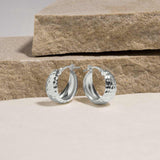 15 mm Hammered Hoop Earrings in Silver