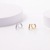 10 mm Rainbow Hoop Earrings in Silver