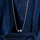 Double Star Necklace in Silver