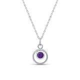 February Birthstone Necklace in Silver