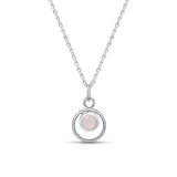 June Birthstone Necklace in Silver