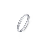 Sleek wedding ring 2.5mm in width made of 925 silver placed on a clean white backdrop