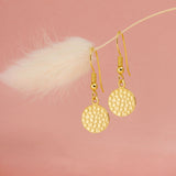 Hammered Coin Drop Earrings in Gold