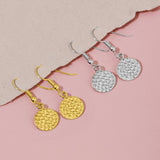 Hammered Coin Drop Earrings in Gold