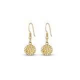 Hammered Coin Drop Earrings in Gold