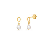 Pearl Stud Drop Earrings in Gold