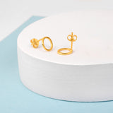 Open Circle Stud Earrings in Gold Plated Sterling Silver