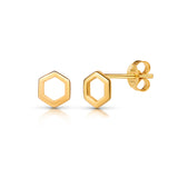 Hexagon Stud Earrings in Gold