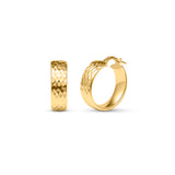 15 mm Diamond Cut Hoop Earrings in Gold