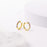 15 mm Rainbow Hoop Earrings in Gold