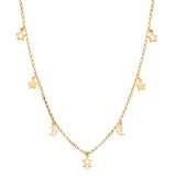 Moon and Star Necklace in Gold