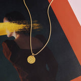Hammered Coin Pendant in Gold